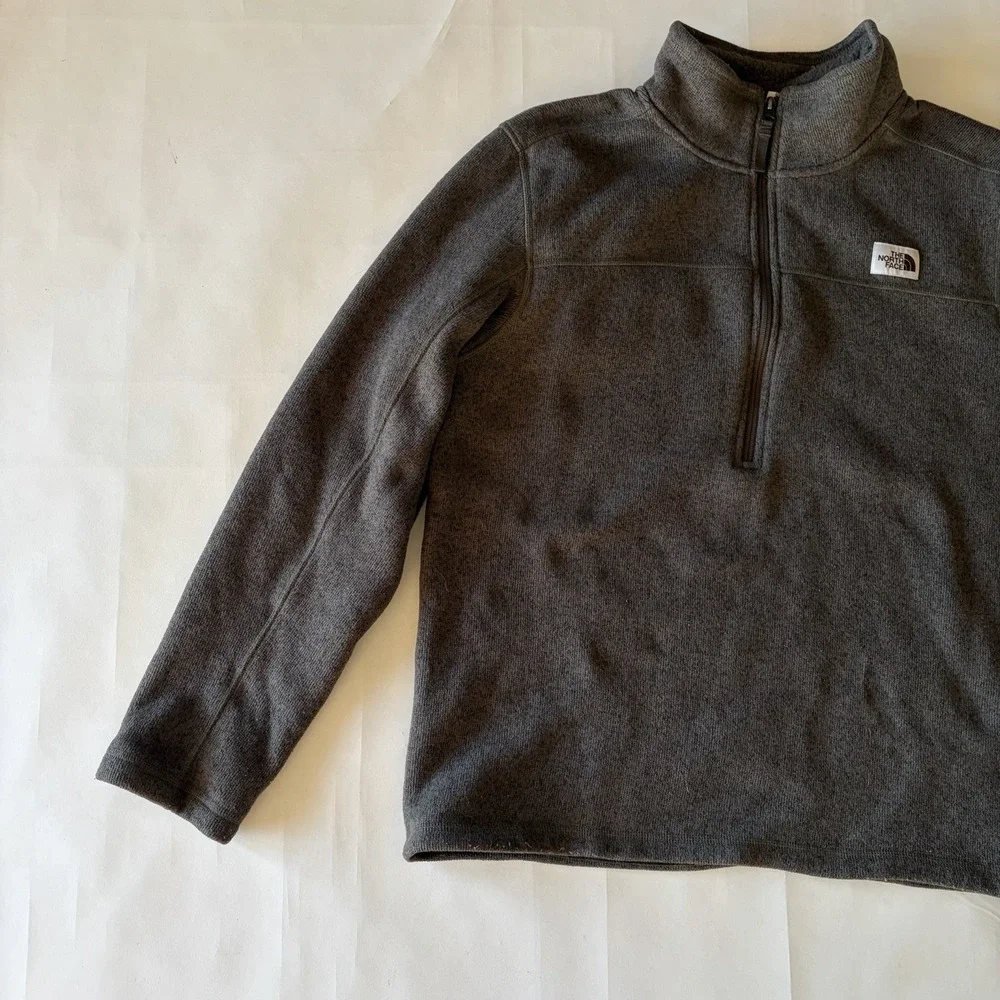 The North Face Gordon Lyons 1/4 Zip Jacket Mens L Green Fleece Pullover Outdoors